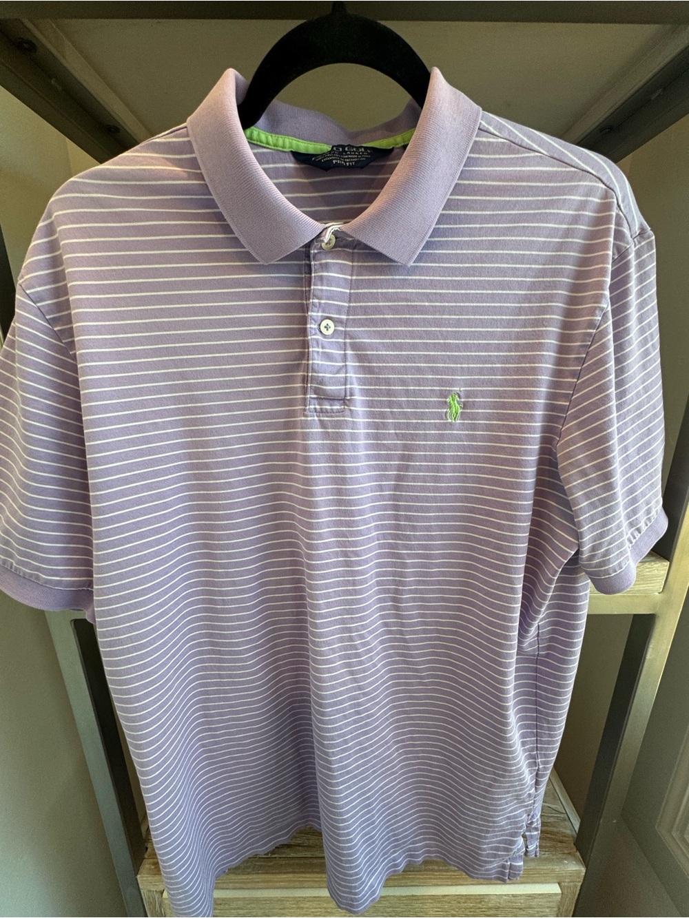 Striped Lavender Polo Golf Logo - Men's Golf Shirt